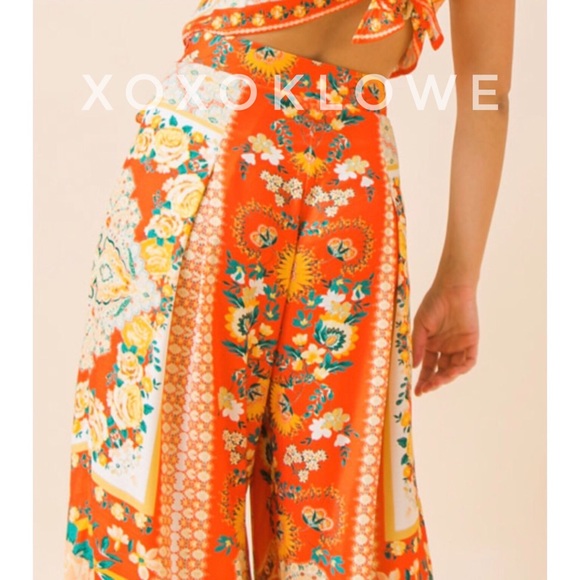 Bold Floral Printed Two Piece Co-Ord Matching Pants Set - Picture 12 of 13